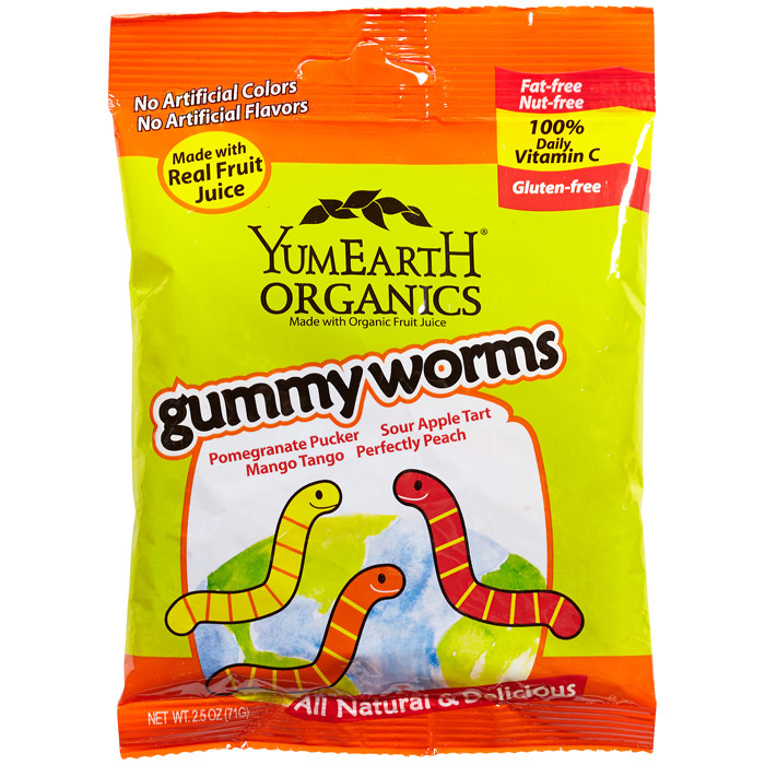 YummyEarth Gummy Worms Personal Size Bag, Made with Real Fruit Juice, 2.5 oz x 12 Bags, YumEarth