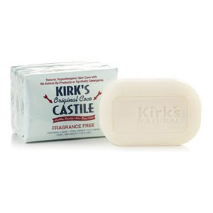 Original Coco Castile Bar Soap, Fragrance Free, Value Pack, 4 oz x 3 Bars, Kirks Natural