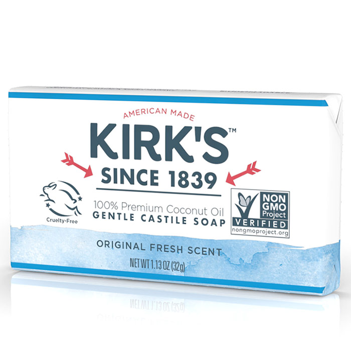 Gentle Castile Bar Soap Travel Size, Original Fresh Scent, 1.13 oz, Kirks Natural