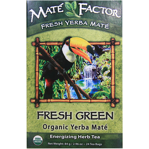 Fresh Green Organic Yerba Mate, Energizing Herb Tea, 24 Tea Bags, Mate Factor