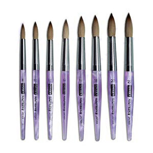 Osaka Kolinsky Nail Brush (Short Purple Marble Handle) Round Style # 14