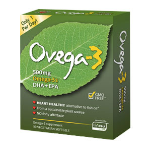 Ovega-3 500 mg Omega-3s DHA + EPA, 30 Vegetarian Softgels, i-Health, Inc.