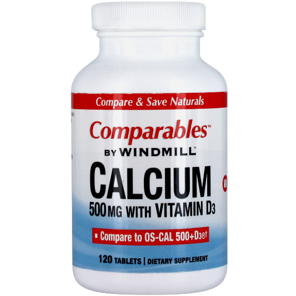 Oyster Shell Calcium with D 500 mg, 120 Tablets, Windmill Health Products