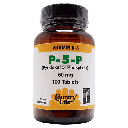 P5P (Pyridoxal 5 Phosphate) 50 mg, 100 Tablets, Country Life
