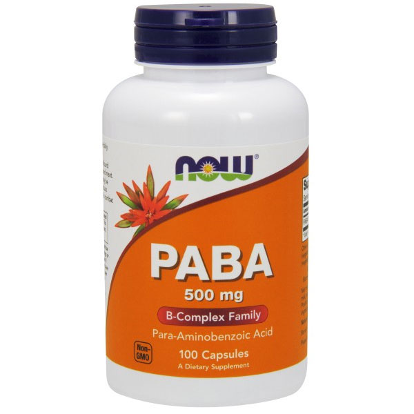 NOW Foods PABA 500mg (Para-aminobenzoic Acid) 100 Caps, NOW Foods