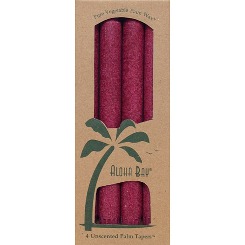 Palm Tapers 9 Inch, Unscented, Burgundy, 4 Candles, Aloha Bay