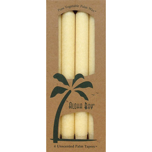 Palm Tapers 9 Inch, Unscented, Cream, 4 Candles, Aloha Bay