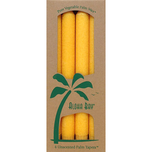 Palm Tapers 9 Inch, Unscented, Gold, 4 Candles, Aloha Bay
