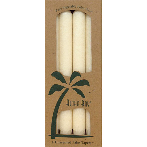 Palm Tapers 9 Inch, Unscented, Ivory, 4 Candles, Aloha Bay