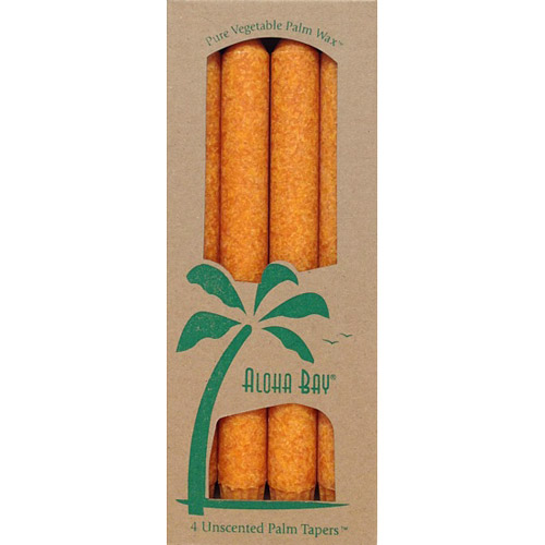 Palm Tapers 9 Inch, Unscented, Orange, 4 Candles, Aloha Bay