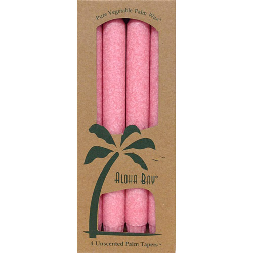 Palm Tapers 9 Inch, Unscented, Rose, 4 Candles, Aloha Bay