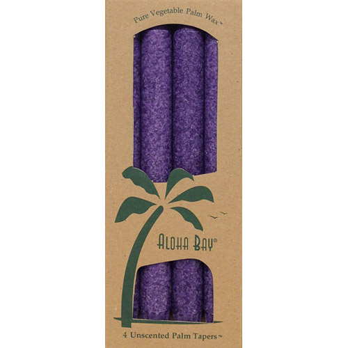Palm Tapers 9 Inch, Unscented, Violet, 4 Candles, Aloha Bay