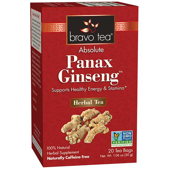 Absolute Panax Ginseng Herbal Tea, 20 Tea Bags, Bravo Tea