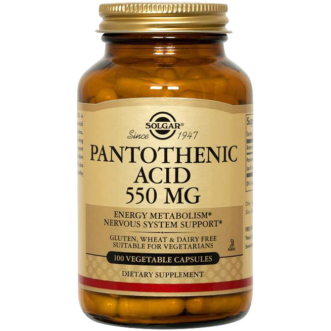 Pantothenic Acid 550 mg, 100 Vegetable Capsules, Solgar