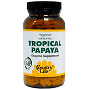 Country Life Papaya Natural Tropical 25 mg Chewable 200 Tablets, Country Life