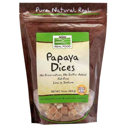 NOW Foods Papaya Dices, 16 oz, NOW Foods