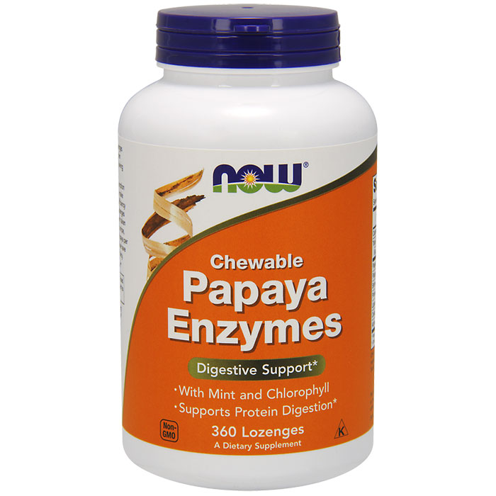 NOW Foods Papaya Enzyme Chewable Vegetarian 360 Lozenges, NOW Foods