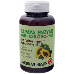 Papaya Enzyme with Chlorophyll Chewable 100 tabs from American Health