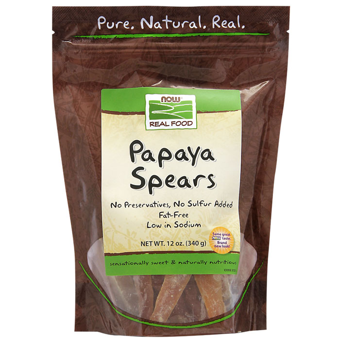 NOW Foods Papaya Spears Low Sugar 12 oz, NOW Foods