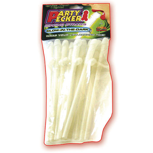 Party Pecker Sipping Straws - Glow In The Dark, 10 Pieces, Hott Products