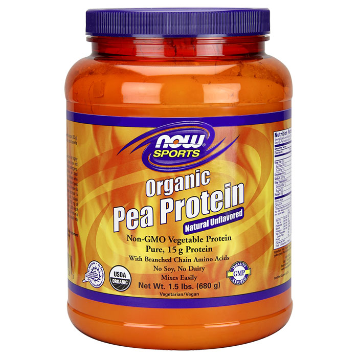 Pea Protein Organic, Natural Unflavored, 1.5 lb, NOW Foods