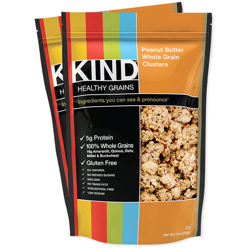 Peanut Butter Whole Grain Clusters, 11 oz x 6 Pouches, KIND Healthy Grains