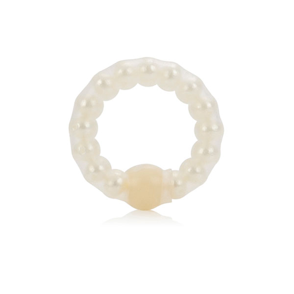 Pearl Beaded Prolong Ring - White, Erection Enhancer Ring, California Exotic Novelties