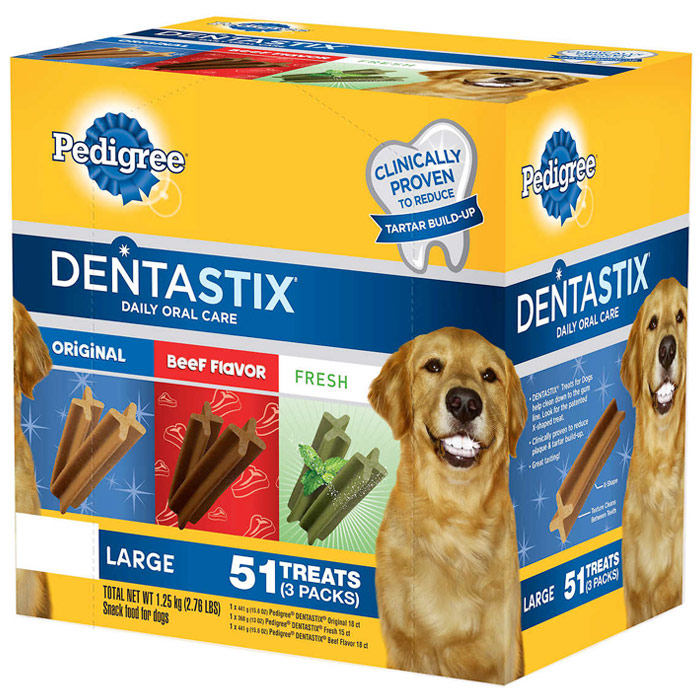 Pedigree Dentastix Dog Treats 3 Flavor Variety Pack, 51 ct (2.76 lb)