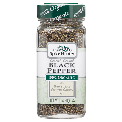 Pepper, Black, Coarse, Ground, 100% Organic, 1.7 oz x 6 Bottles, Spice Hunter