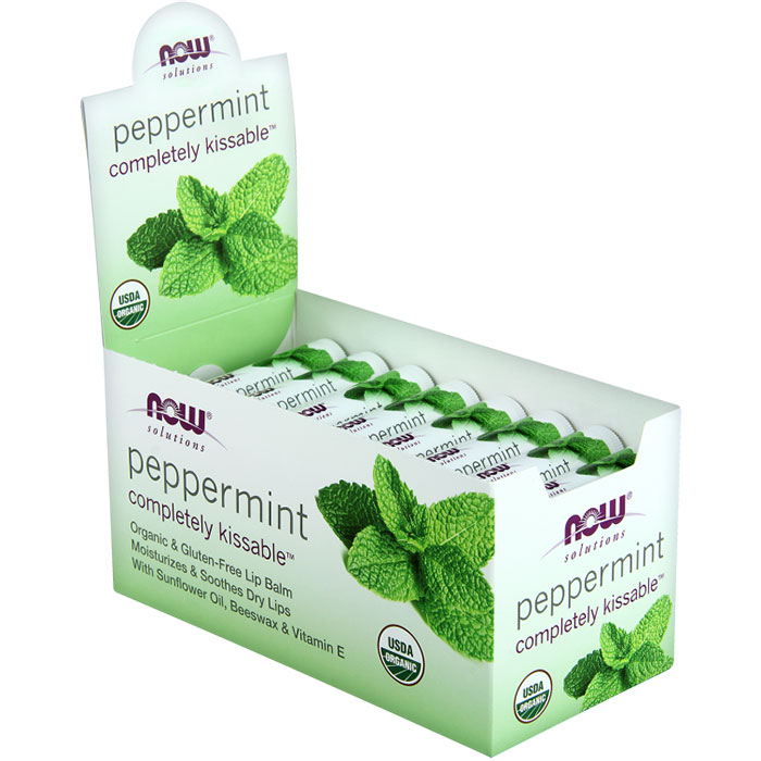 Completely Kissable Peppermint Lip Balm, 0.15 oz x 32 Pack, NOW Foods