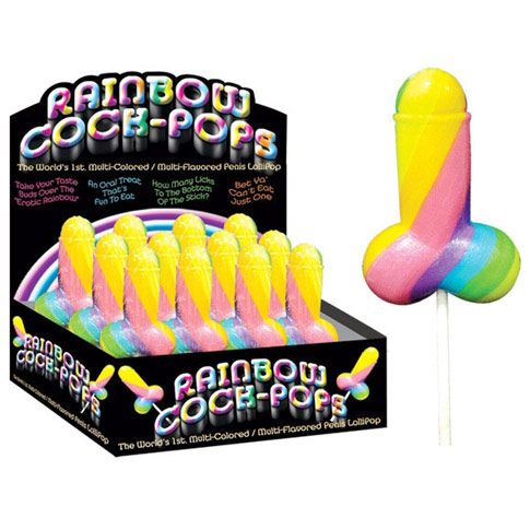 Rainbow Cock Pops, Adult Lollipops, 12 pc, Hott Products