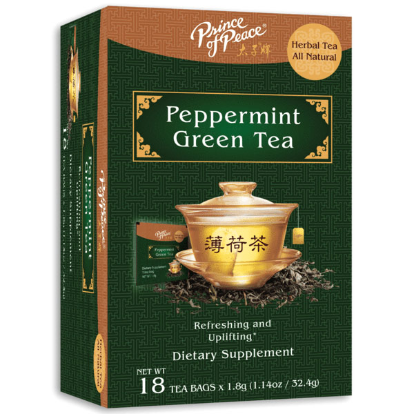 Peppermint Green Tea, 18 Bags, Prince of Peace
