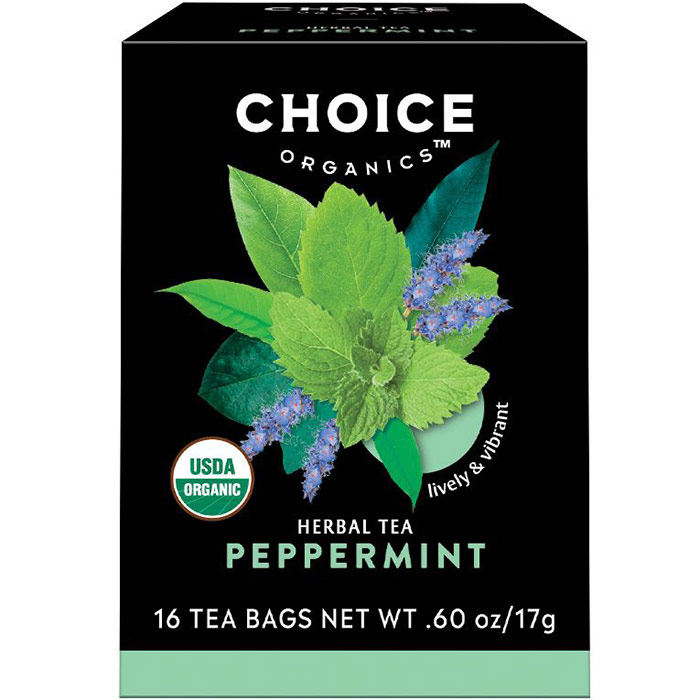 Organic Peppermint Herbal Tea, Caffeine Free, 16 Tea Bags, Choice Organics