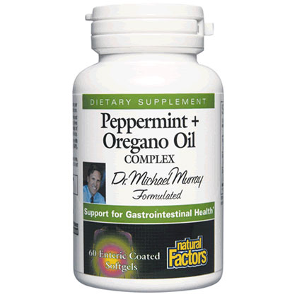 Peppermint Plus Oregano Oil Complex, 60 Enteric Coated Softgels, Natural Factors