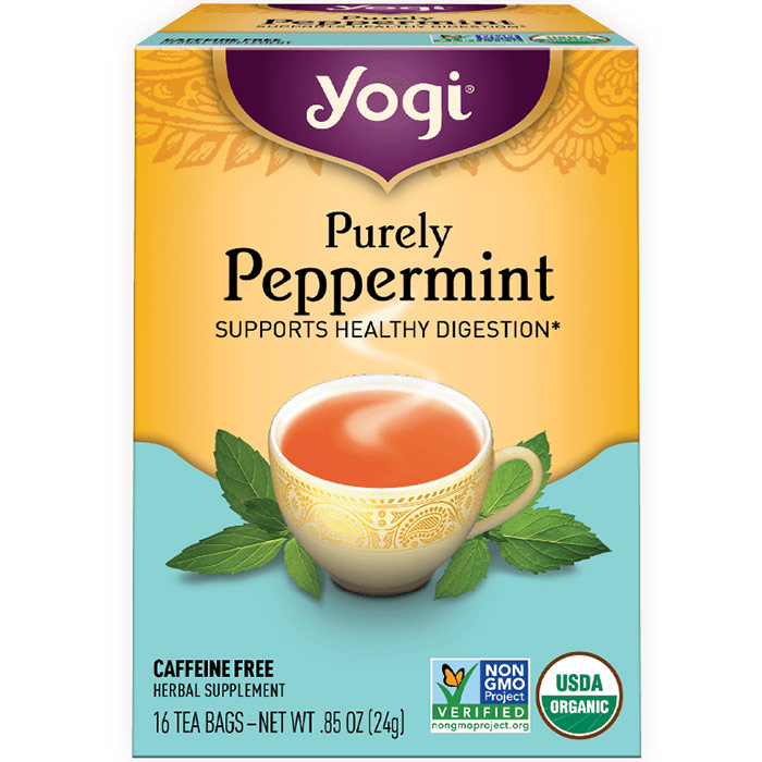 Purely Peppermint Tea, Digestive Aid, 16 Tea Bags, Yogi Tea