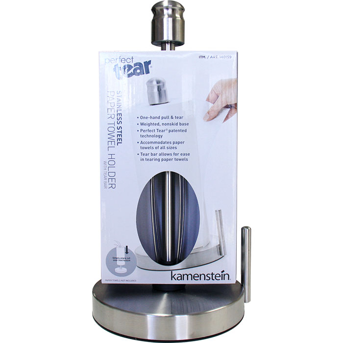 Kamenstein Perfect Tear Stainless Steel Paper Towel Holder with Tear Bar