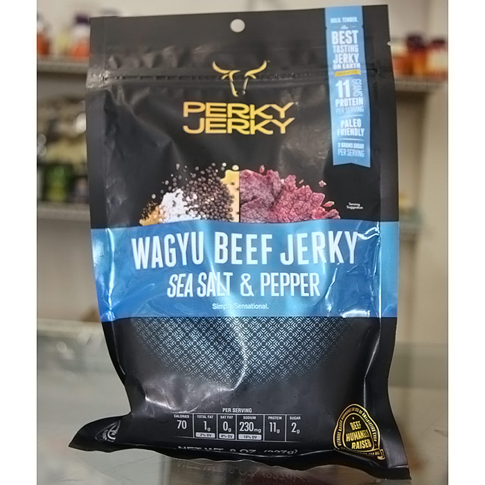 Perky Jerky Wagyu Beef Jerky, Sea Salt & Pepper, 8 oz (227 g)