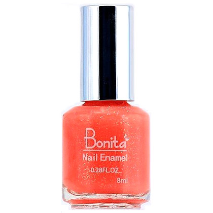 Bonita Petite Nail Enamel - Coral Bling, Mini Nail Polish, 0.28 oz (8 ml), Bonita Cosmetics