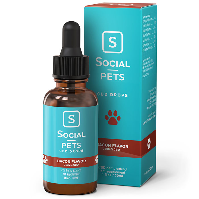 Pets CBD Drops - Bacon Flavor, 750 mg, 30 ml, Social CBD