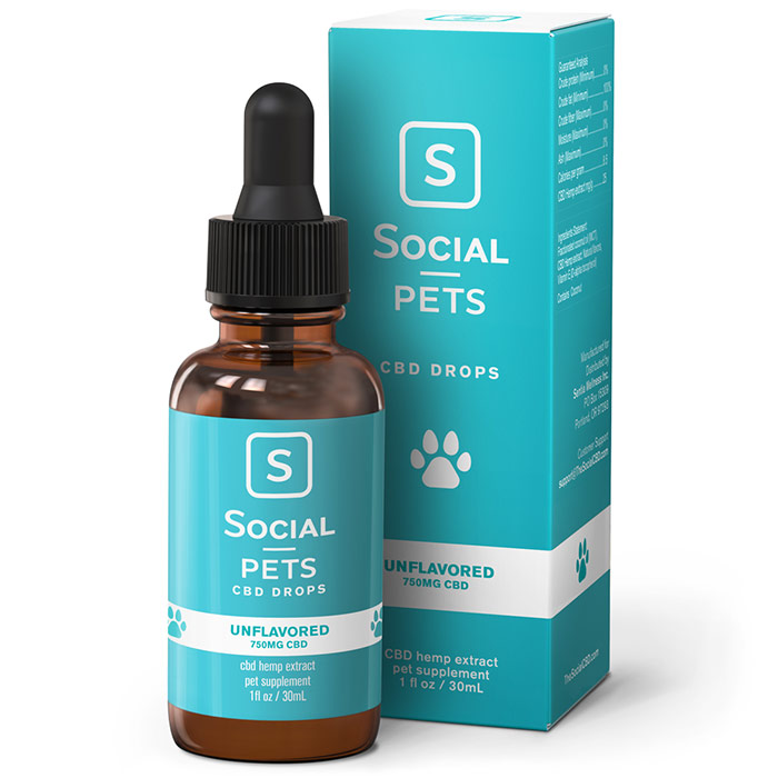 Pets CBD Drops - Unflavored, 750 mg, 30 ml, Social CBD