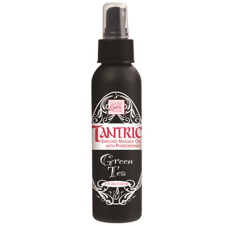 Tantric Enriched Massage Oil with Pheromones - Green Tea, 4 oz, California Exotic Novelties