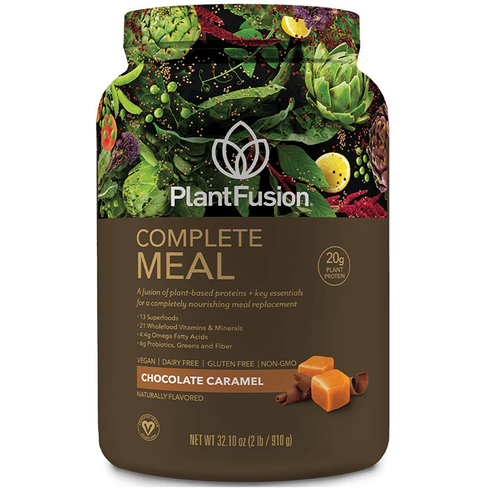 Phood Shake - Chocolate Caramel, Plant-Based Whole Food Meal Shake Powder, 31.8 oz, PlantFusion