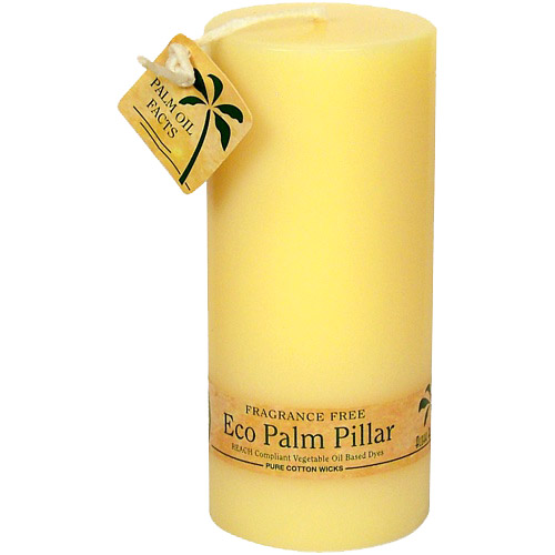Eco Palm Wax Pillar Candle, Unscented, Cream, 6 Candles, Aloha Bay