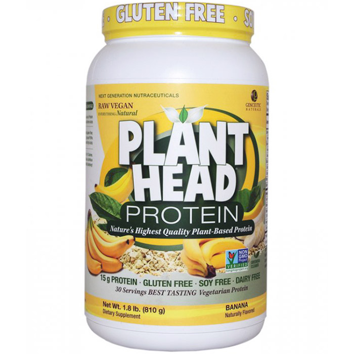 Plant Head Protein Shake - Banana, 1.8 lb, Genceutic Naturals