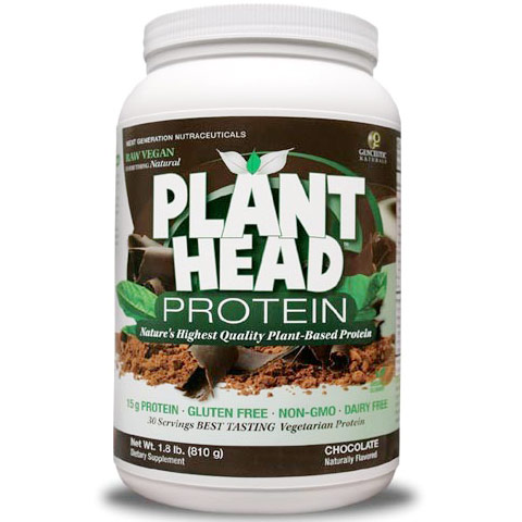 Plant Head Protein Powder, Chocolate, 23 oz, Genceutic Naturals