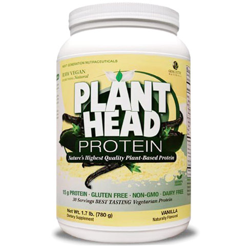 Plant Head Protein Powder, Vanilla, 23 oz, Genceutic Naturals