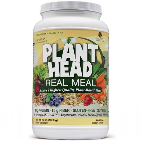 Plant Head Real Meal - Vanilla, Plant-Based Meal Shake, 2.3 lb, Genceutic Naturals
