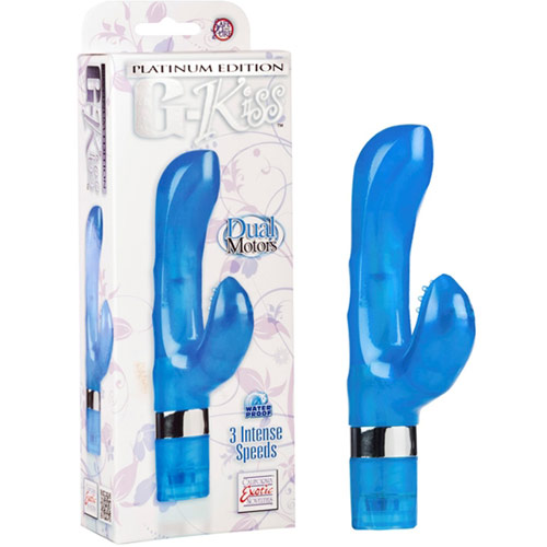 Platinum Edition G-Kiss Rabbit Vibrator, Blue, California Exotic Novelties