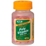 Watson Rugby Labs Poly Vitamin w/ Iron, 100 Chewable Tablets, Watson Rugby