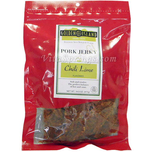 Pork Jerky, Chili Lime Flavored, 14.5 oz (410 g), Golden Island Gourmet Snacks
